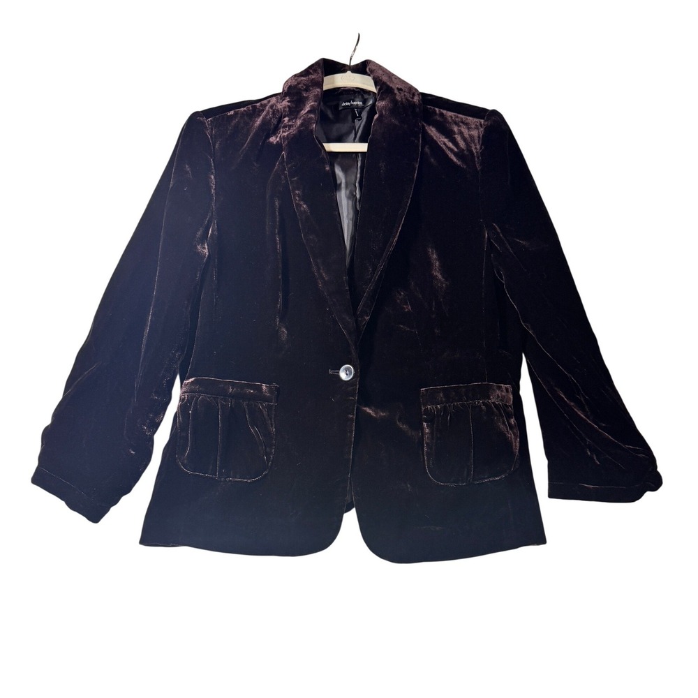 Daisy Fuentes Dark Brown Velvet Blazer Women 16 Holiday Party Workwear Jacket‎